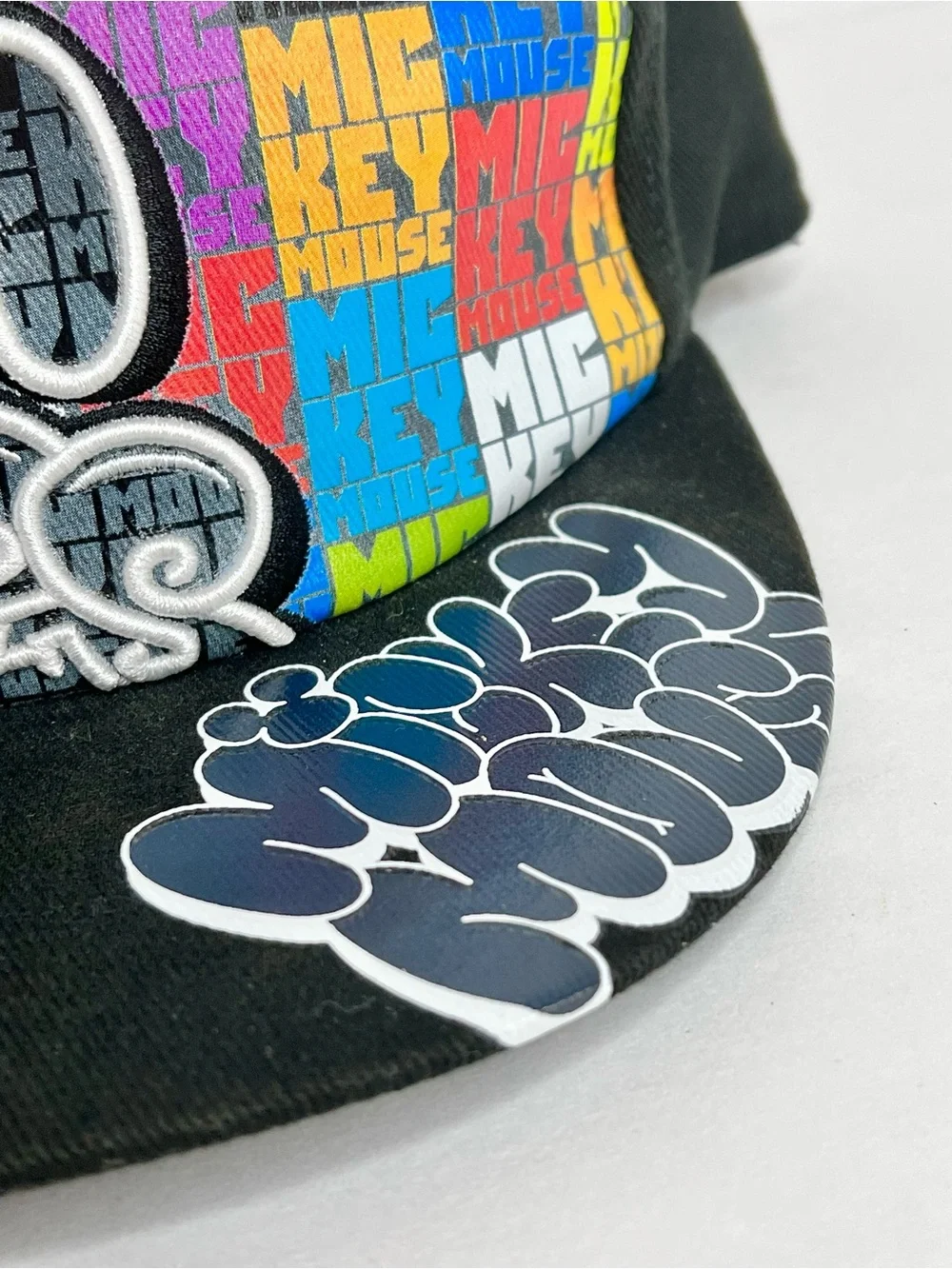 Disney Parks Mickey Mouse Graffiti L/XL Flex Fit Hat Adult Black Colorblock Cap